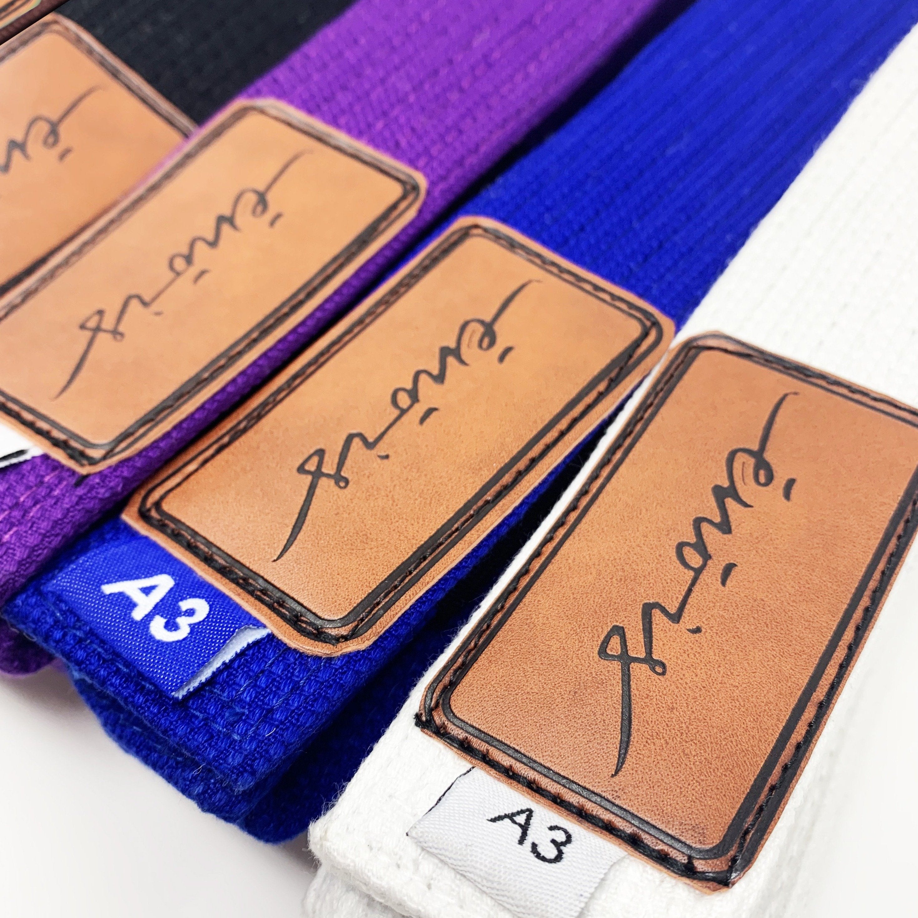 BJJ Purple Belt With Genuine Leather Patch