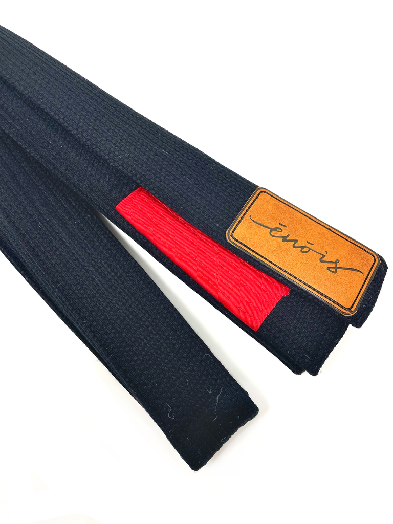 BJJ Black Belt With Genuine Leather Patch